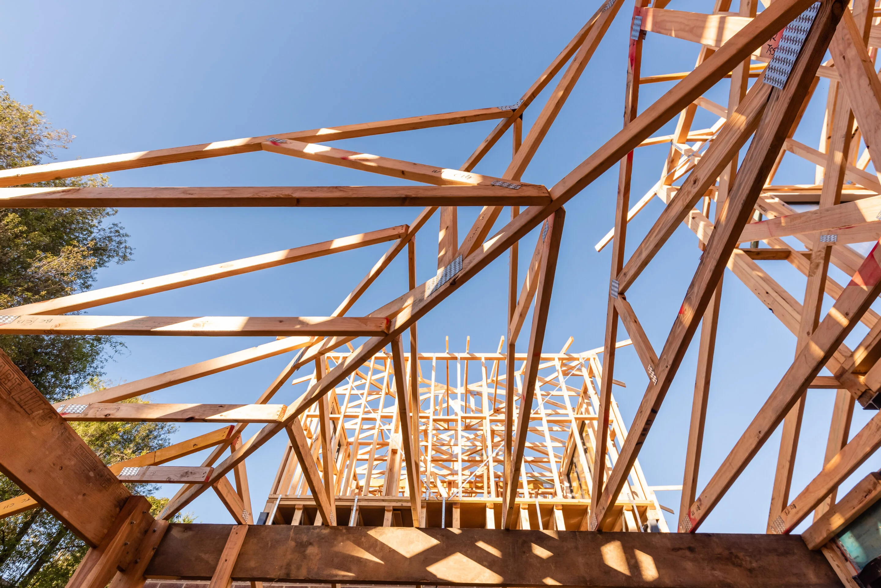 8 Home construction framing - timber structural frame and roof trusses